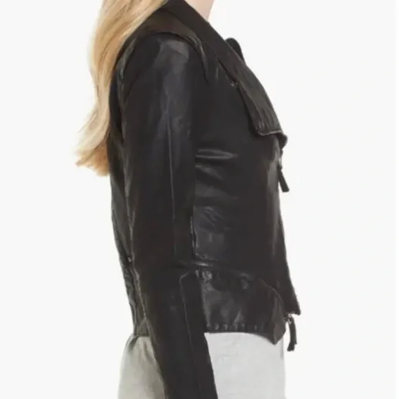 BlankNYC Onyx Vegan Leather Moto Jacket Black Zippered Pockets & Sleeves Multi - Picture 3 of 16